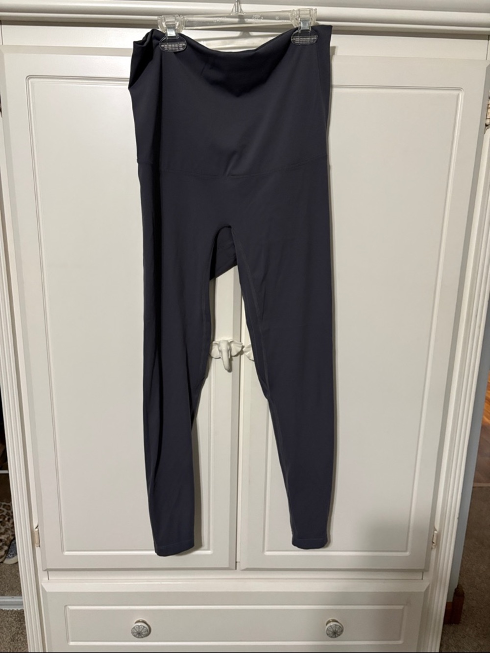 Maternity High-Waist Full-Length Leggings in Dark Gray